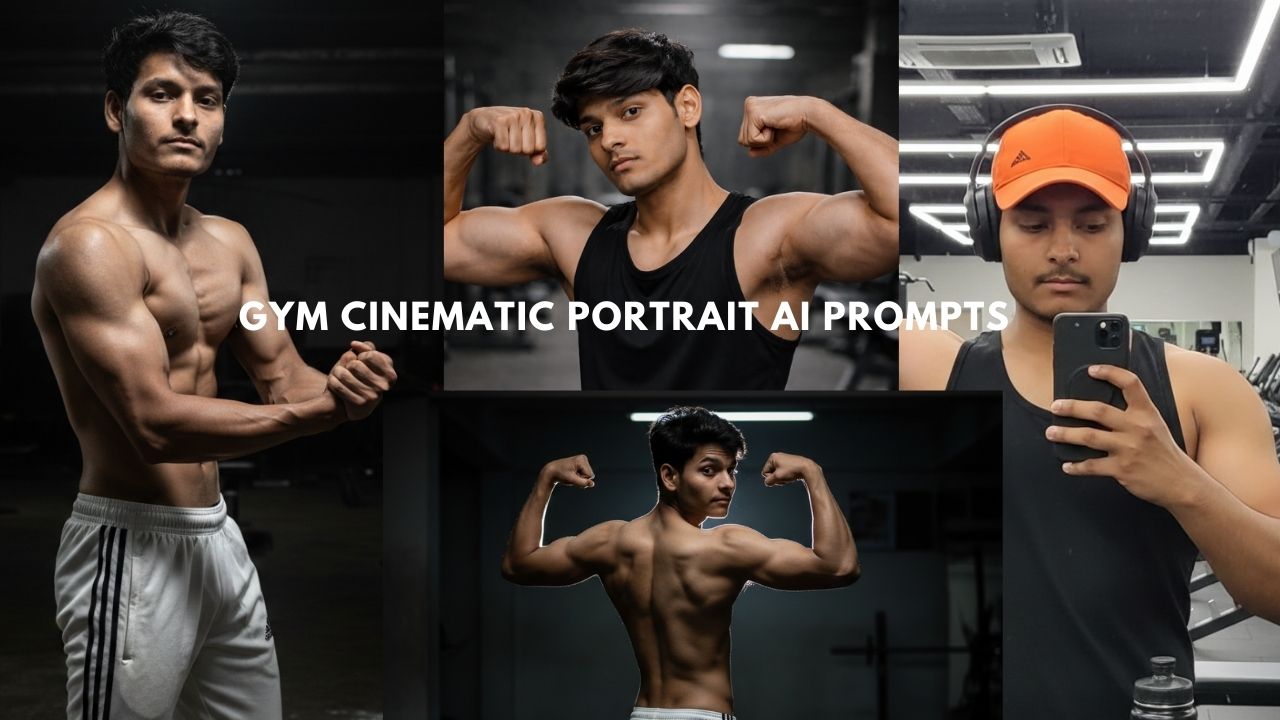 Gym Cinematic Portrait Ai Prompts – Gym Physique, Streetwear Fashion & Biker Attitude Editorial Collection